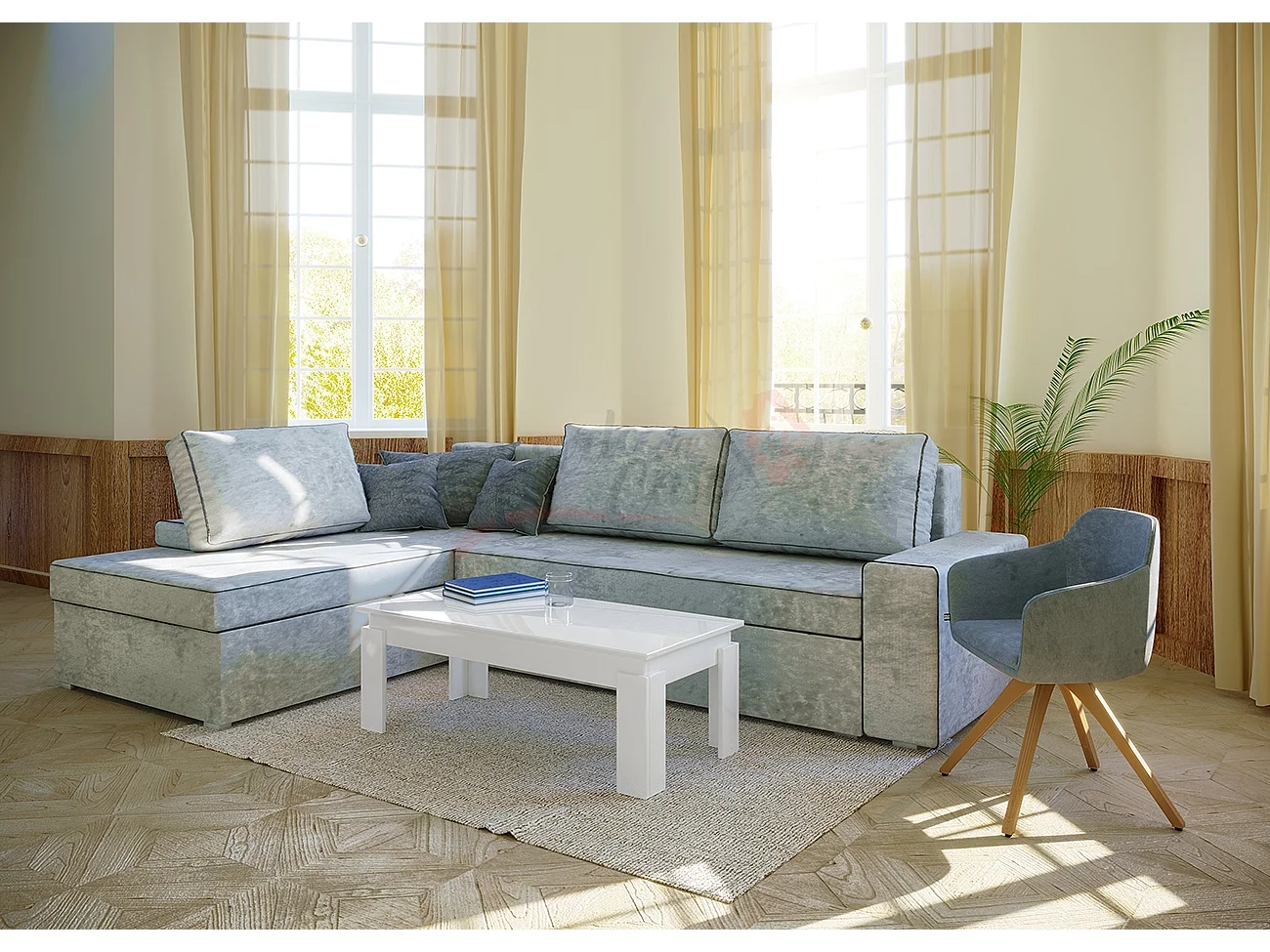 Tavolo da salotto design moderno rettangolare TILK 115x40 bianco laccato