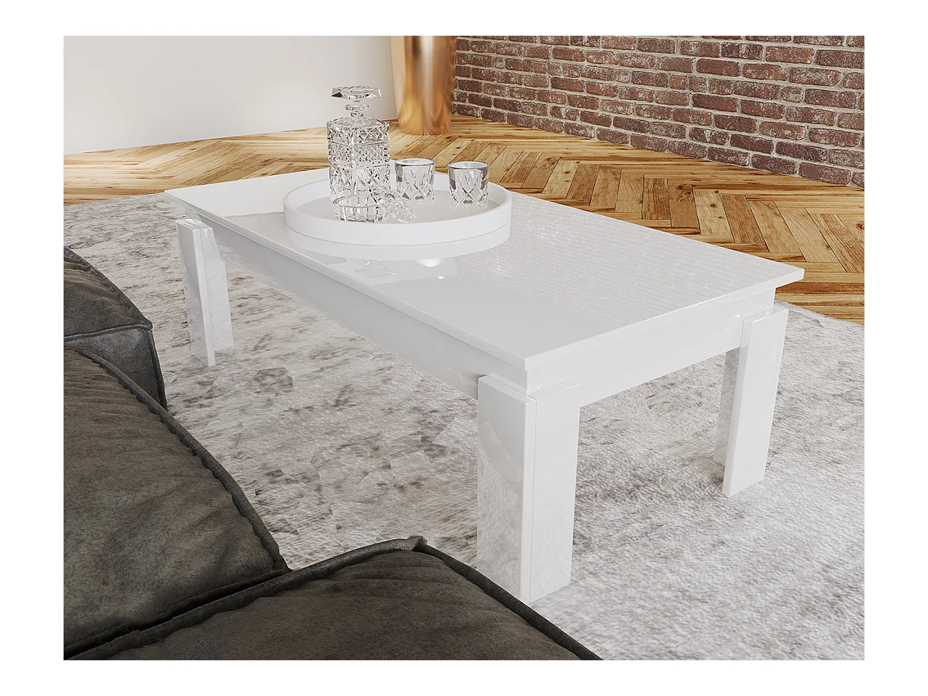 Tavolo da salotto design moderno rettangolare TILK 115x40 bianco laccato