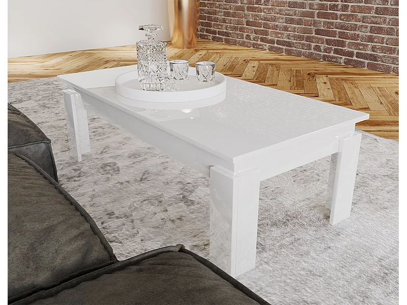 Tavolo da salotto design moderno rettangolare TILK 115x40 bianco laccato