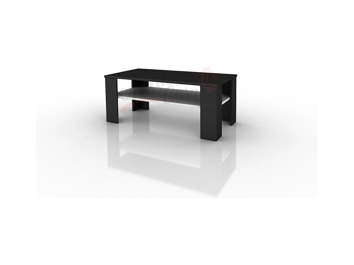 Tavolino da salotto moderno con ripiano TI6215 100x40 nero e bianco