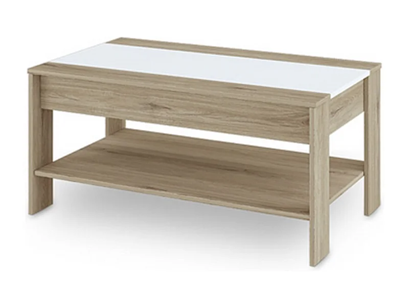 Tavolo da salotto basso bicolore design moderno TI5 100x48 rovere sonoma e bianco