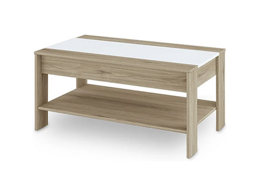 Tavolo da salotto basso bicolore design moderno TI5 100x48 rovere sonoma e bianco