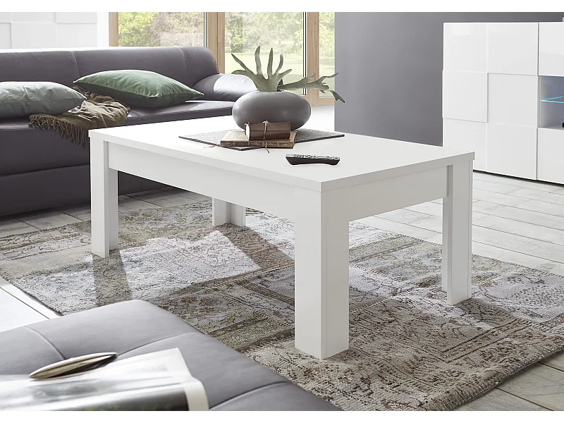 Tavolino da salotto basso design moderno 122x65 TSL4 bianco opaco
