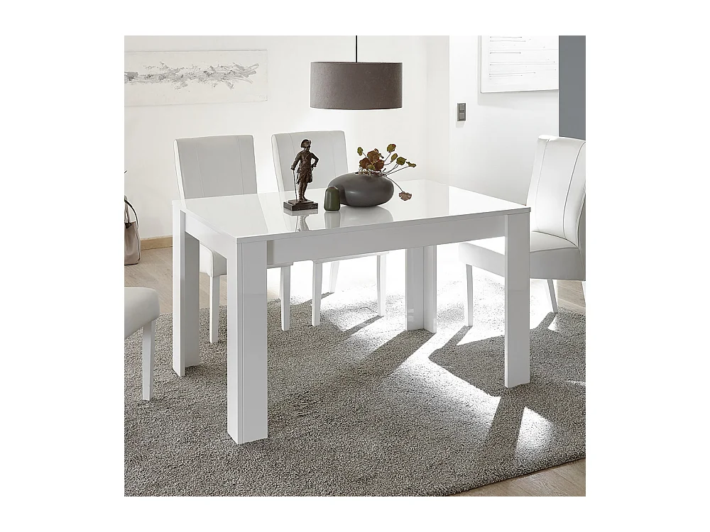 Tavolo da cucina fisso con piano liscio design moderno 180x90 TCL2 bianco lucido