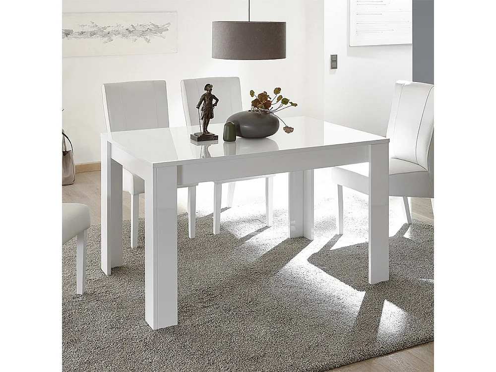 Tavolo da cucina fisso con piano liscio design moderno 180x90 TCL2 bianco lucido