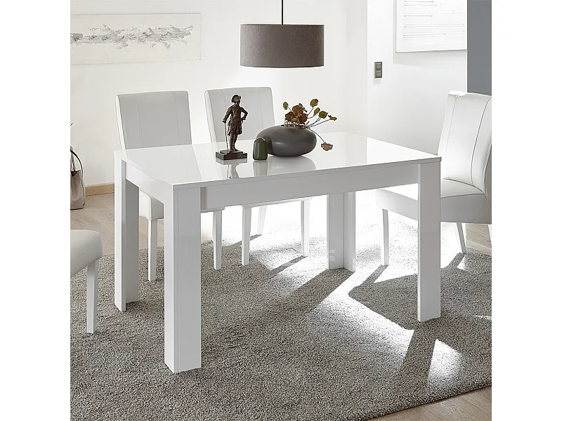 Tavolo da cucina fisso con piano liscio design moderno 180x90 TCL2 bianco lucido