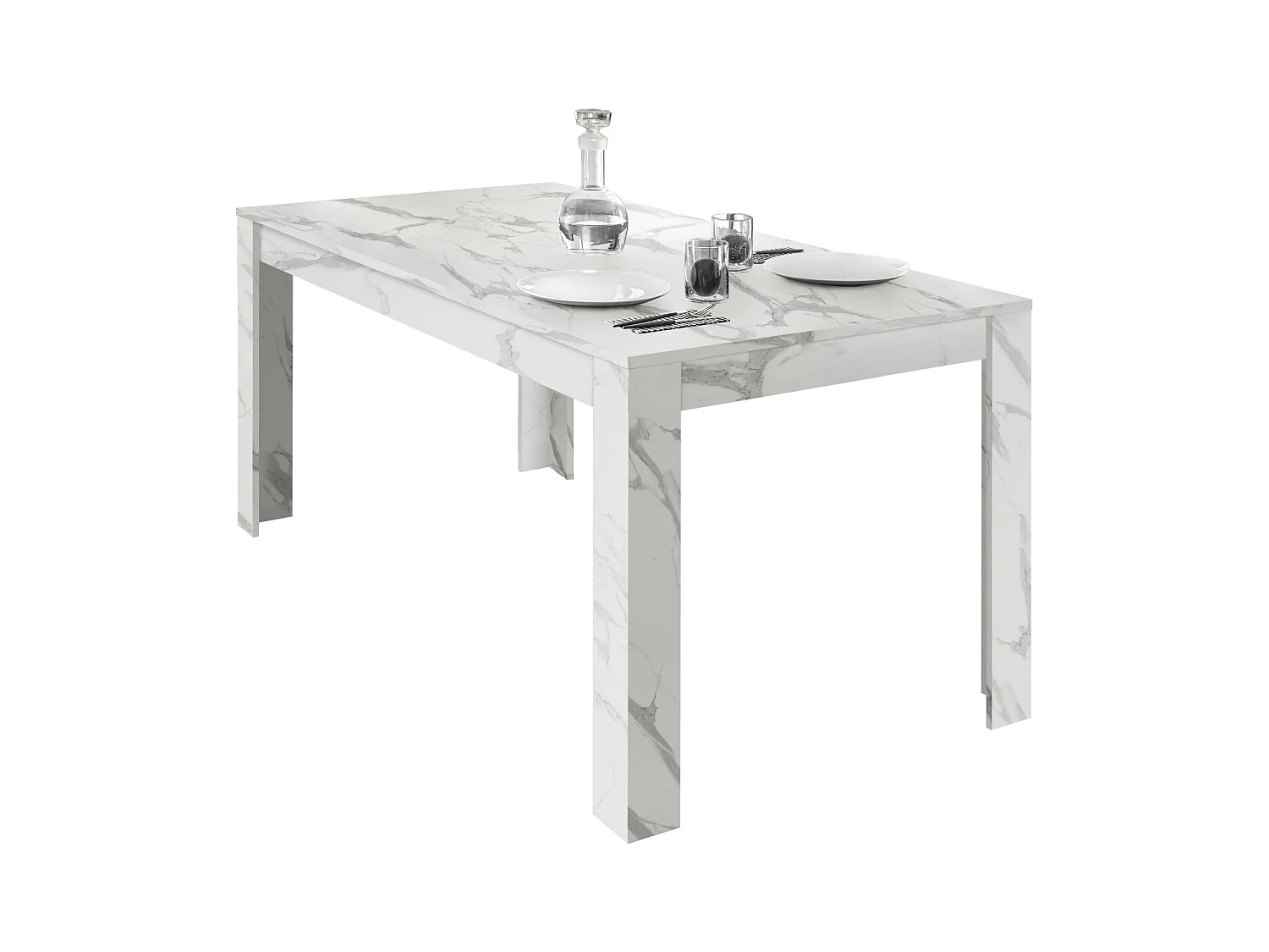 Tavolo da cucina fisso design moderno marmorizzato 180x90 TCL11 marmo bianco