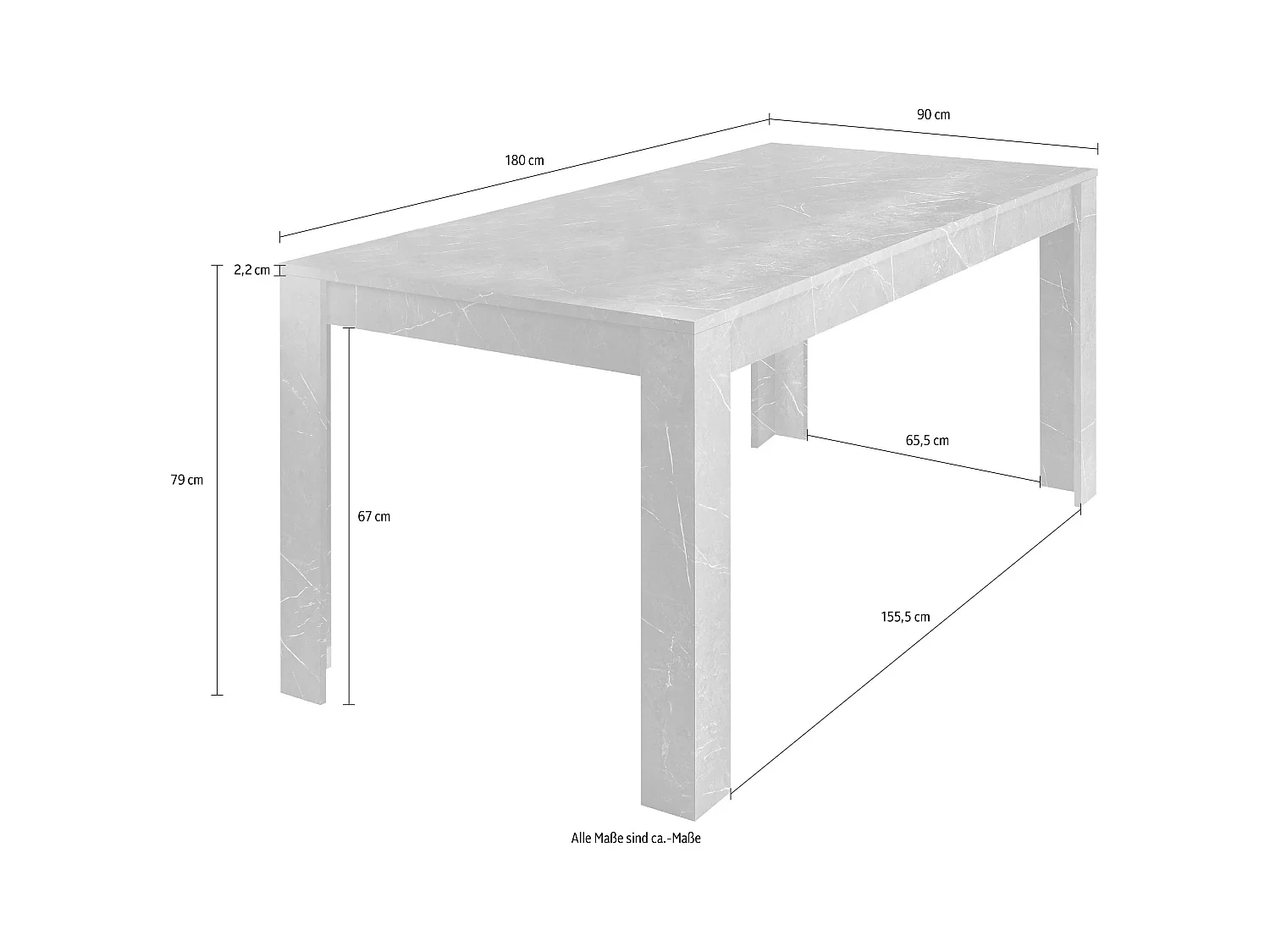 Tavolo da cucina fisso design moderno marmorizzato 180x90 TCL11 marmo bianco