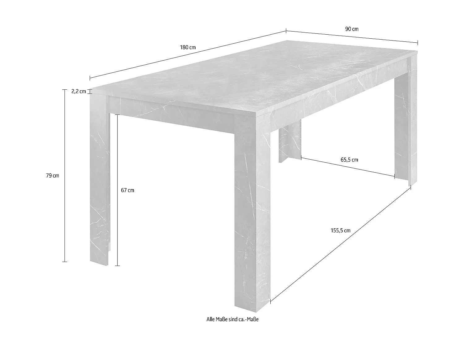 Tavolo da cucina fisso design moderno marmorizzato 180x90 TCL11 marmo bianco