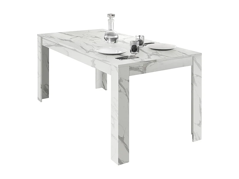 Tavolo da cucina fisso design moderno marmorizzato 180x90 TCL11 marmo bianco