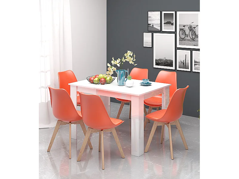 Tavolo da pranzo moderno 120x74 cm in bianco lucido TG6