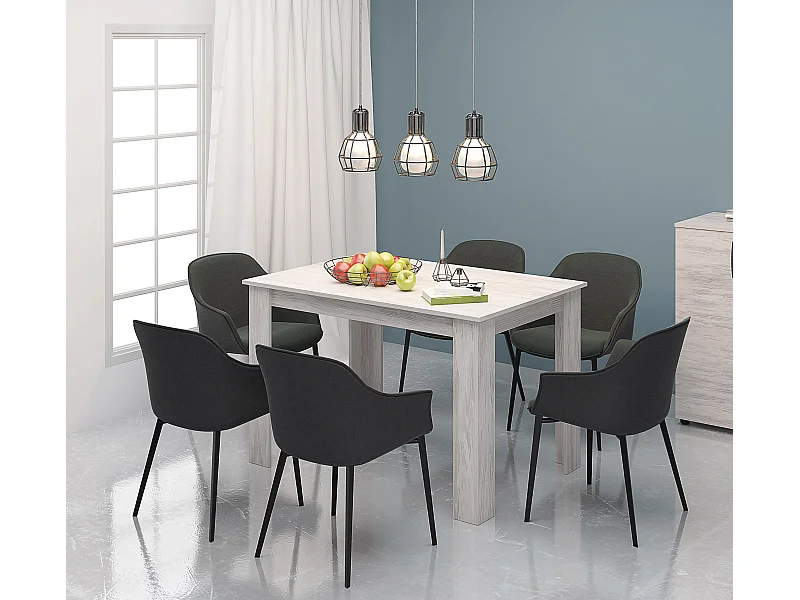 Tavolo da pranzo moderno 120x74 cm in rovere bianco TG6