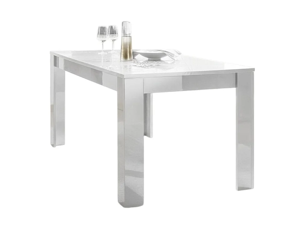 Tavolo da cucina fisso design moderno con disegni geometrici serigrafato 180x90 TCL17 bianco lucido
