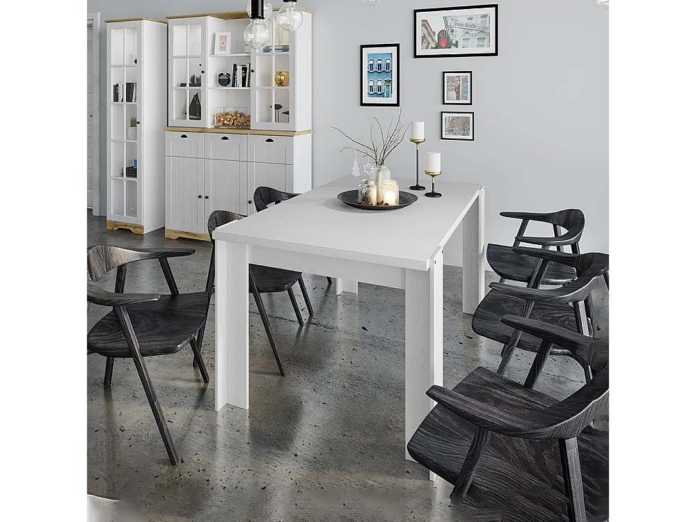 tavolo da pranzo fisso design moderno effetto legno TI14 150x76 legno bianco