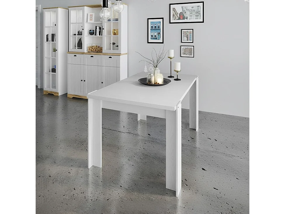 Tavolo da pranzo fisso design moderno effetto legno 150x76 legno bianco TI14