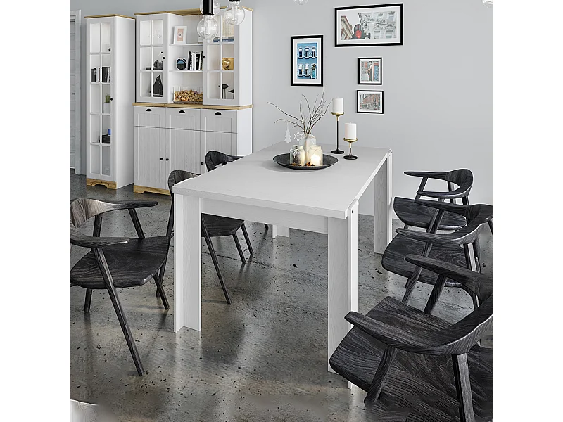 tavolo da pranzo fisso design moderno effetto legno TI14 150x76 legno bianco