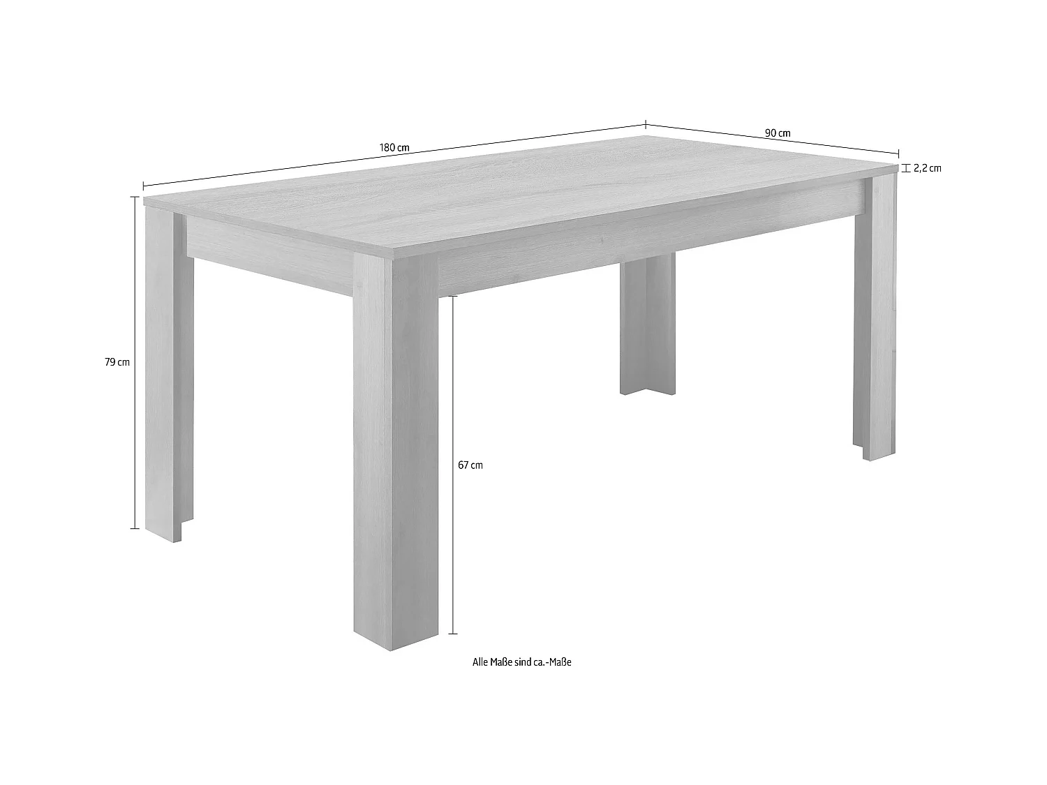 Tavolo da cucina fisso design moderno linea classica 180x90 TCL7 bianco opaco