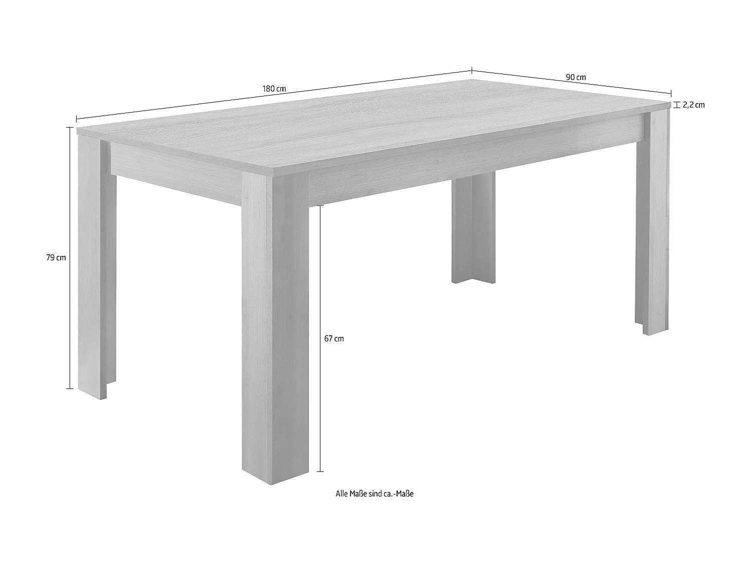Tavolo da cucina fisso design moderno linea classica 180x90 TCL7 bianco opaco