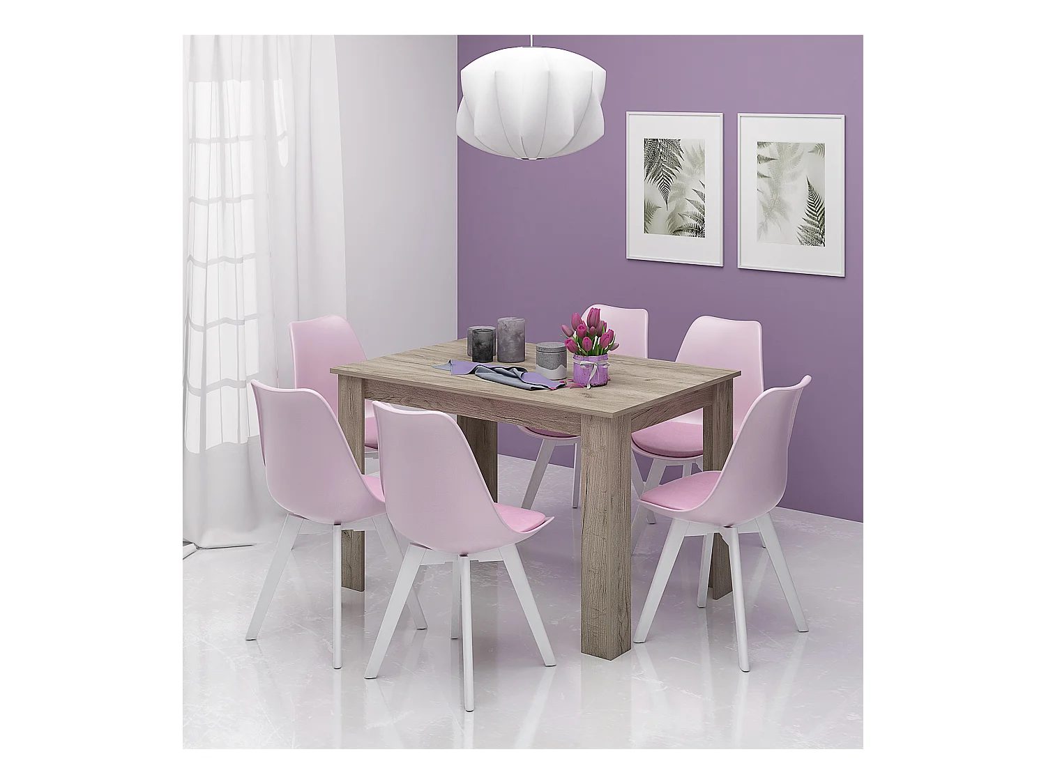 Tavolo da pranzo moderno 120x74 cm in rovere chiaro TG6