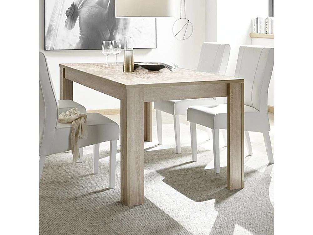 Tavolo da cucina fisso design moderno con disegni geometrici serigrafato 180x90 TCL17 rovere samoa