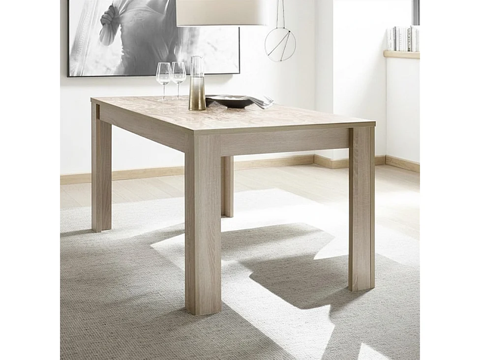 Tavolo da cucina fisso design moderno con disegni geometrici serigrafato 180x90 TCL17 rovere samoa