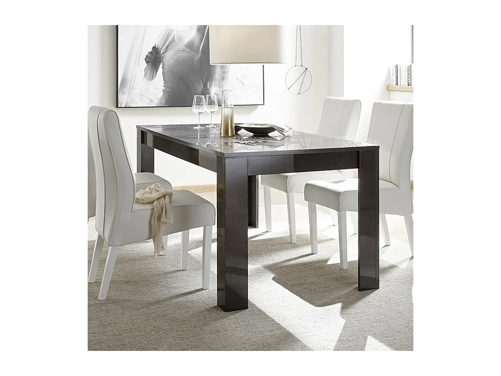 Tavolo da cucina fisso design moderno con disegni geometrici serigrafato 180x90 TCL17 grigio lucido