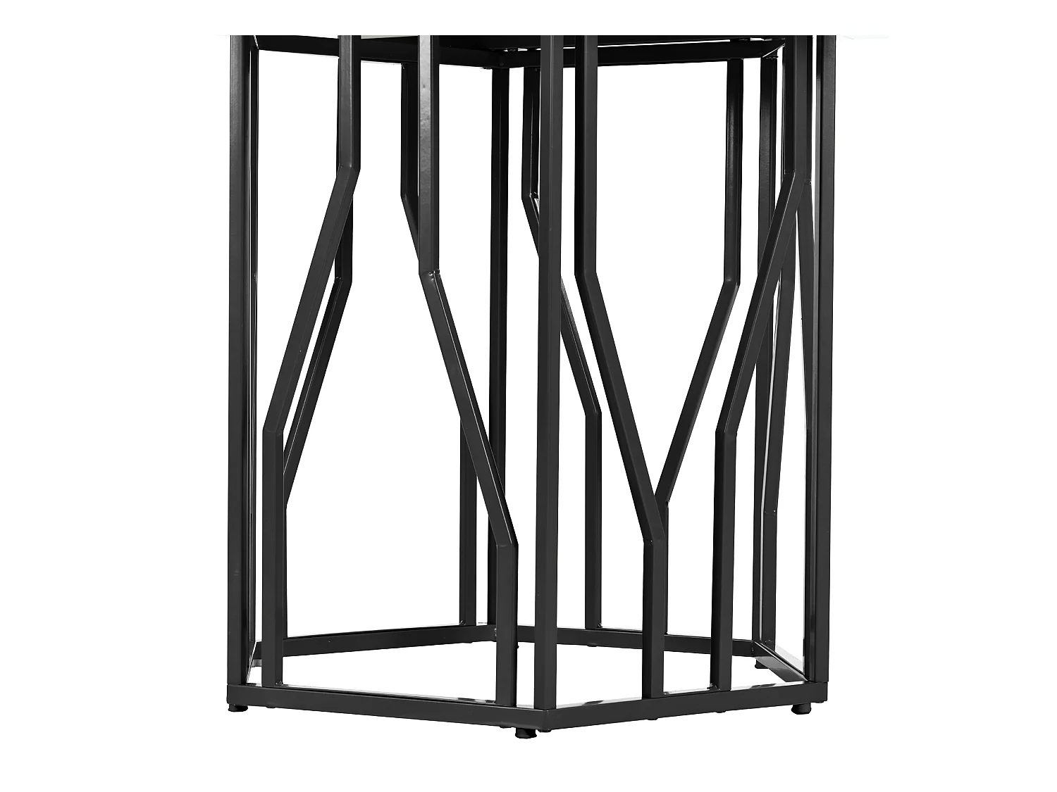 Table à manger hexagonal avec plateau en placage marbre blanc, pieds central en métal noir - 115.5x100x75cm