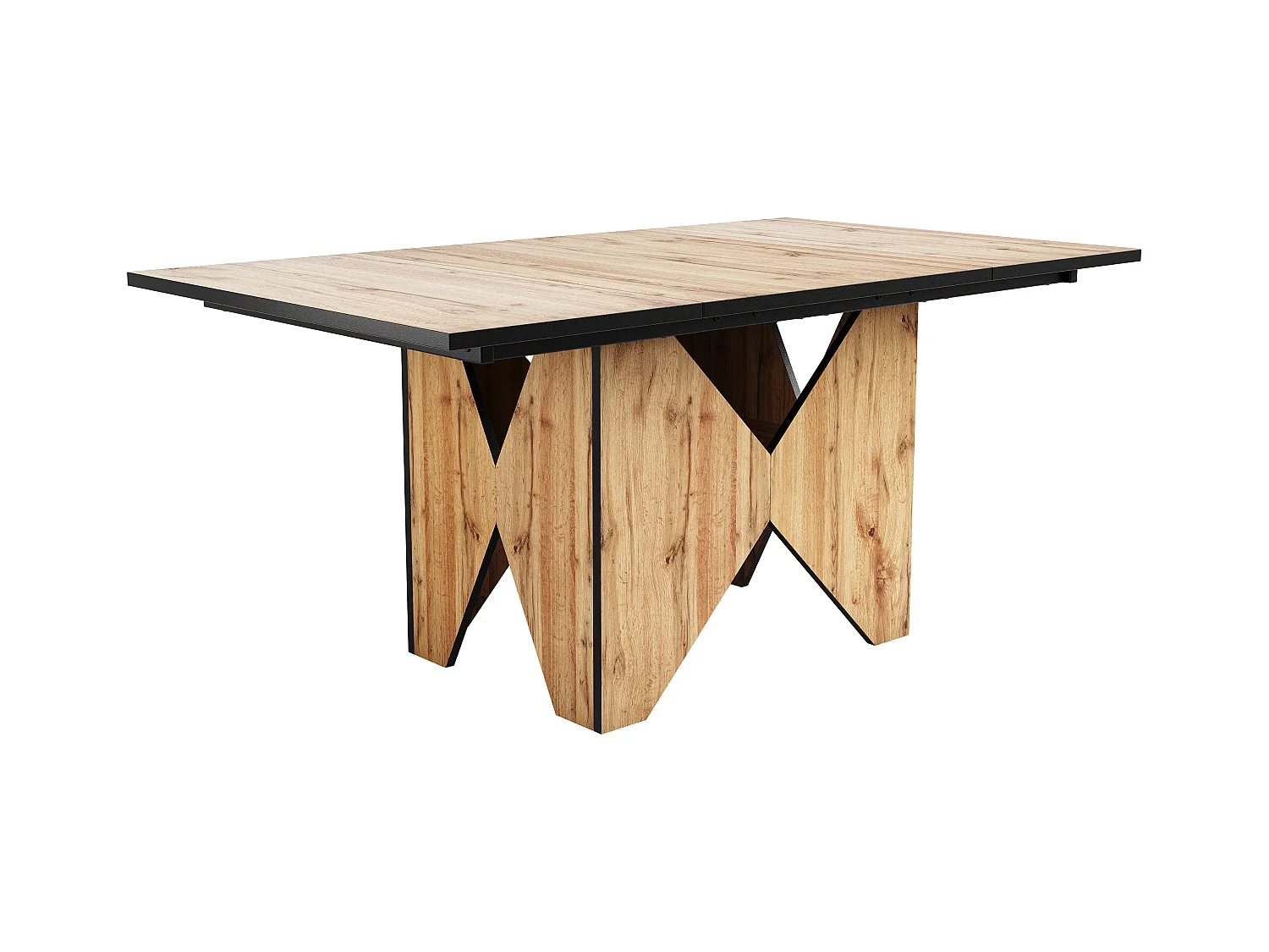 Mesa de jantar retangular em folheado de madeira natural clara com armazenamento integrado - 138,5x80x75cm