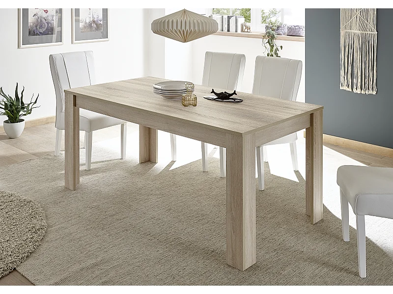 Tavolo da pranzo fisso design moderno e lineare effetto legno 180x90 TCL4 rovere samoa