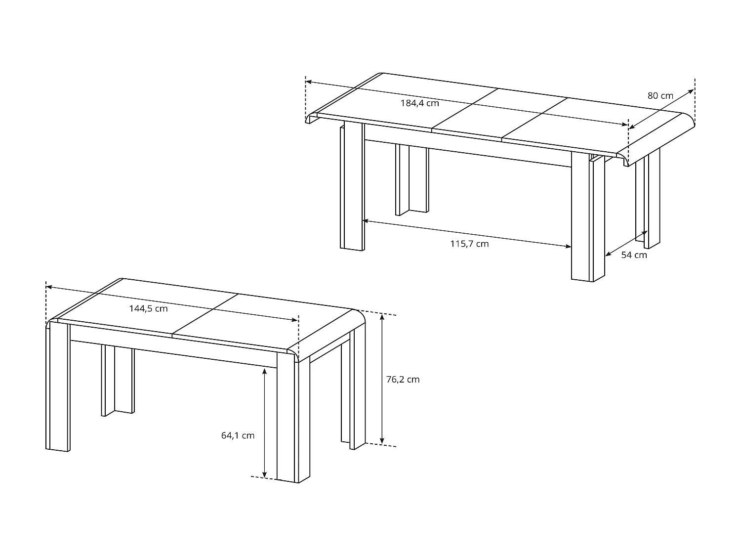 Tavolo da cucina 144x80cm allungabile grigio effetto legno TCLK1