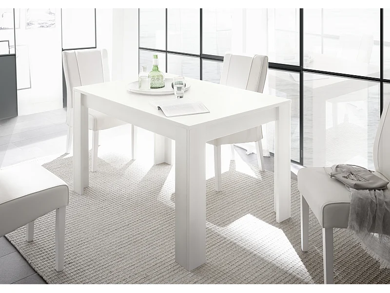 Tavolo da cucina allungabile design moderno linea classica 137x90 TCL6 bianco opaco