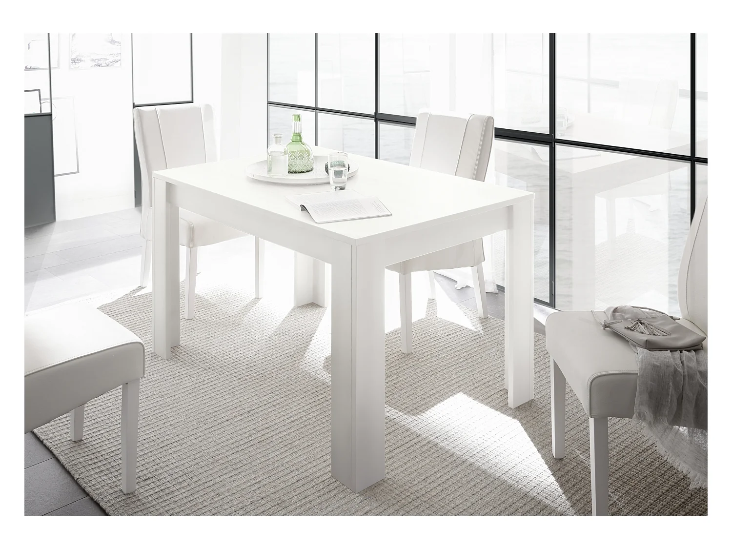 Tavolo da cucina allungabile design moderno linea classica 137x90 TCL6 bianco opaco