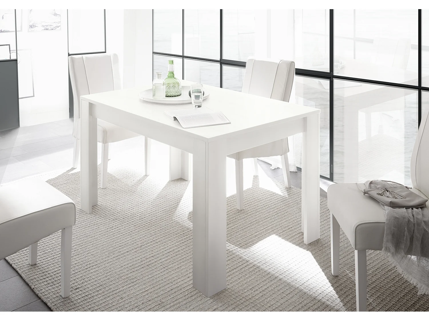 Tavolo da cucina allungabile design moderno linea classica 137x90 TCL6 bianco opaco