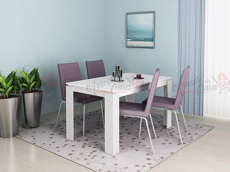 Tavolo da pranzo allungabile bianco lucido TG1