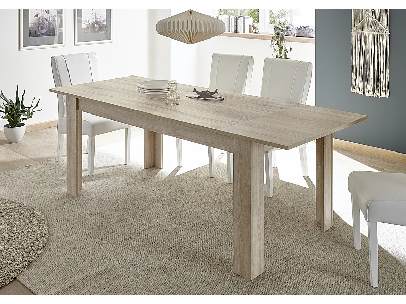 Tavolo da pranzo allungabile design moderno effetto legno 137x90 TCL3 rovere samoa