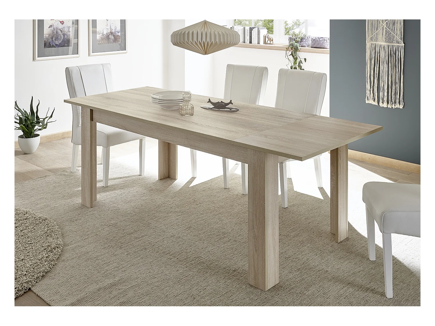 Tavolo da pranzo allungabile design moderno effetto legno 137x90 TCL3 rovere samoa
