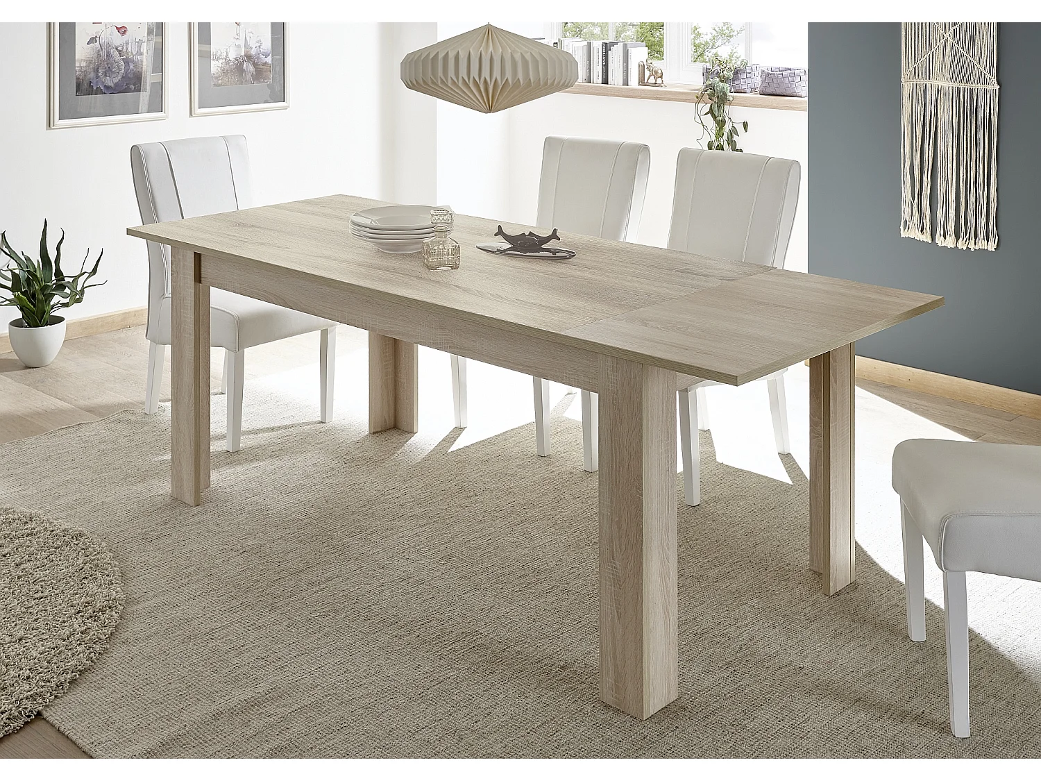 Tavolo da pranzo allungabile design moderno effetto legno 137x90 TCL3 rovere samoa