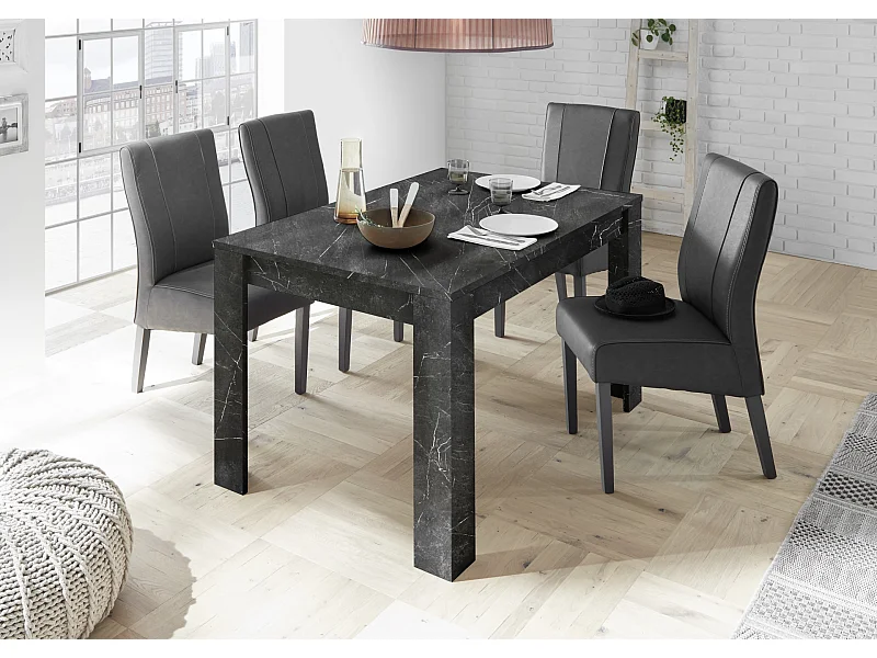 Tavolo da pranzo allungabile design moderno marmorizzato 137x90 TCL10 marmo nero
