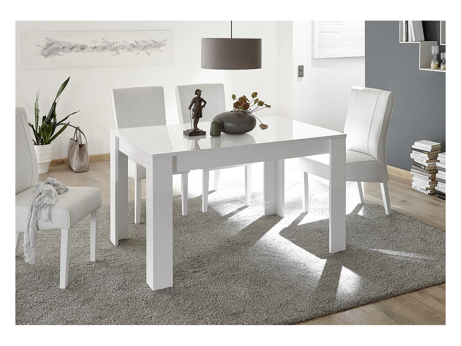 Tavolo da cucina allungabile design moderno e lineare 137x90 TCL1 bianco lucido