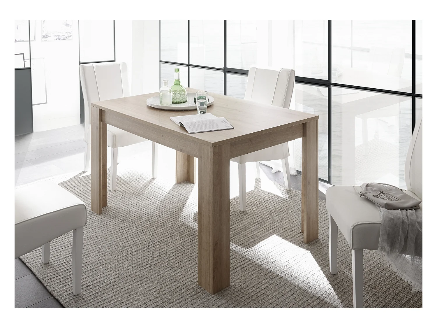 Tavolo da cucina allungabile design moderno linea classica 137x90 TCL6 rovere samoa