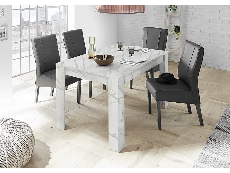 Tavolo da pranzo allungabile design moderno marmorizzato 137x90 TCL10 marmo bianco