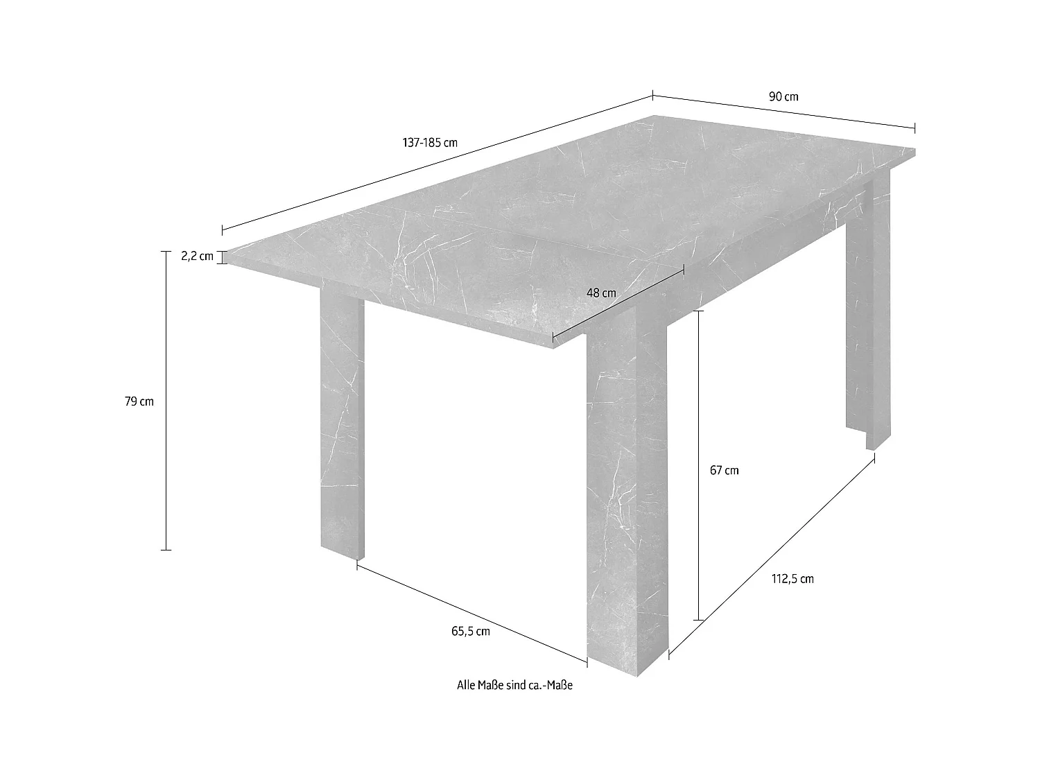 Tavolo da pranzo allungabile design moderno marmorizzato 137x90 TCL10 marmo bianco