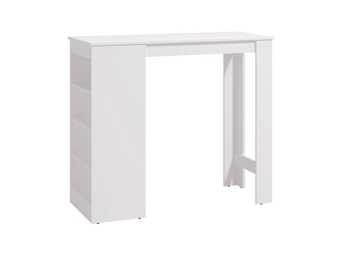 Mesa alta de 105x120x50 cm de tablero de melamina aglomerado en color blanco Valen
