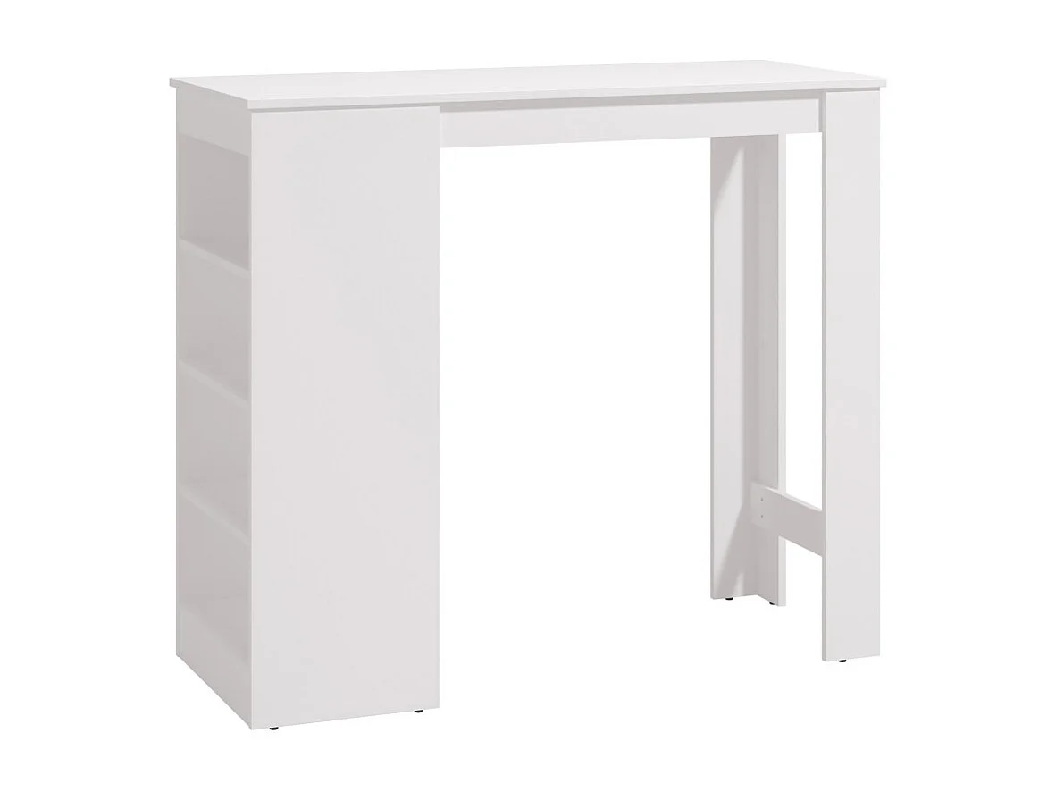 Mesa alta de 105x120x50 cm de tablero de melamina aglomerado en color blanco Valen