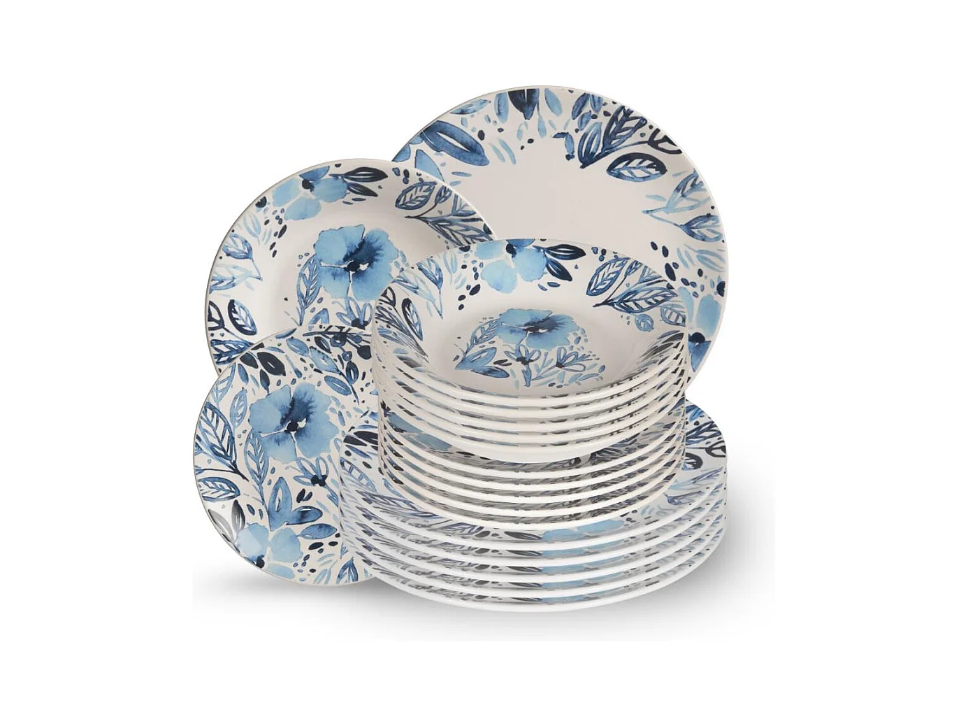 Service d'assiettes 18 pièces Jardin bleu