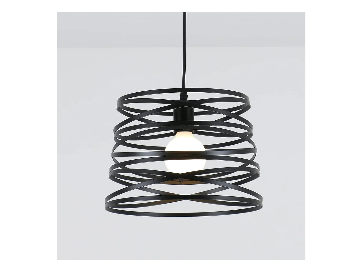 Suspension industrielle vintage, plafonnier spirale design industriel vintage Ø 30 cm, plafonnier métal E27 réglable corde, noir (sans ampoule)