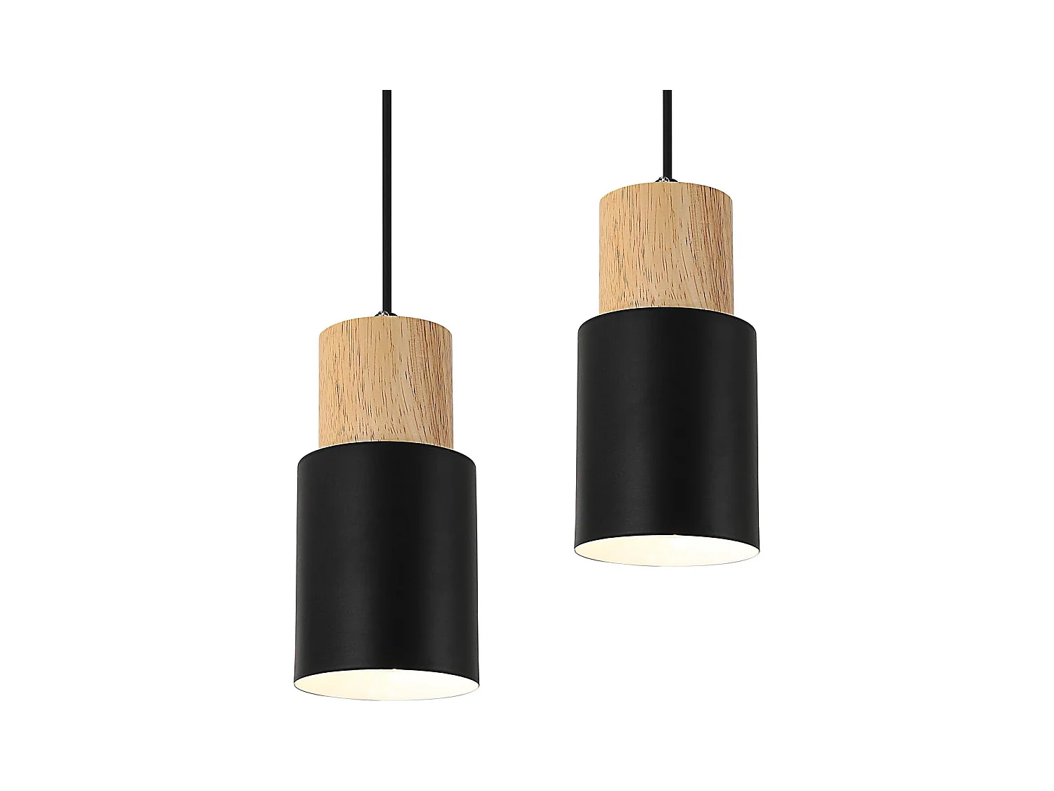 Lot de 2 suspensions vintage en métal et bois, style E27, réglables en hauteur, idéales pour le salon ou la chambre à coucher