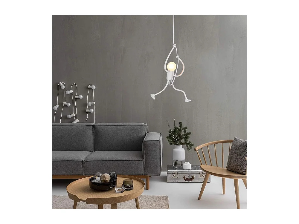 Lustre moderne en fer forgé Lustre rétro Plafonnier dessin animé Joli lustre en fer forgé E27 (1 pièce - blanc)