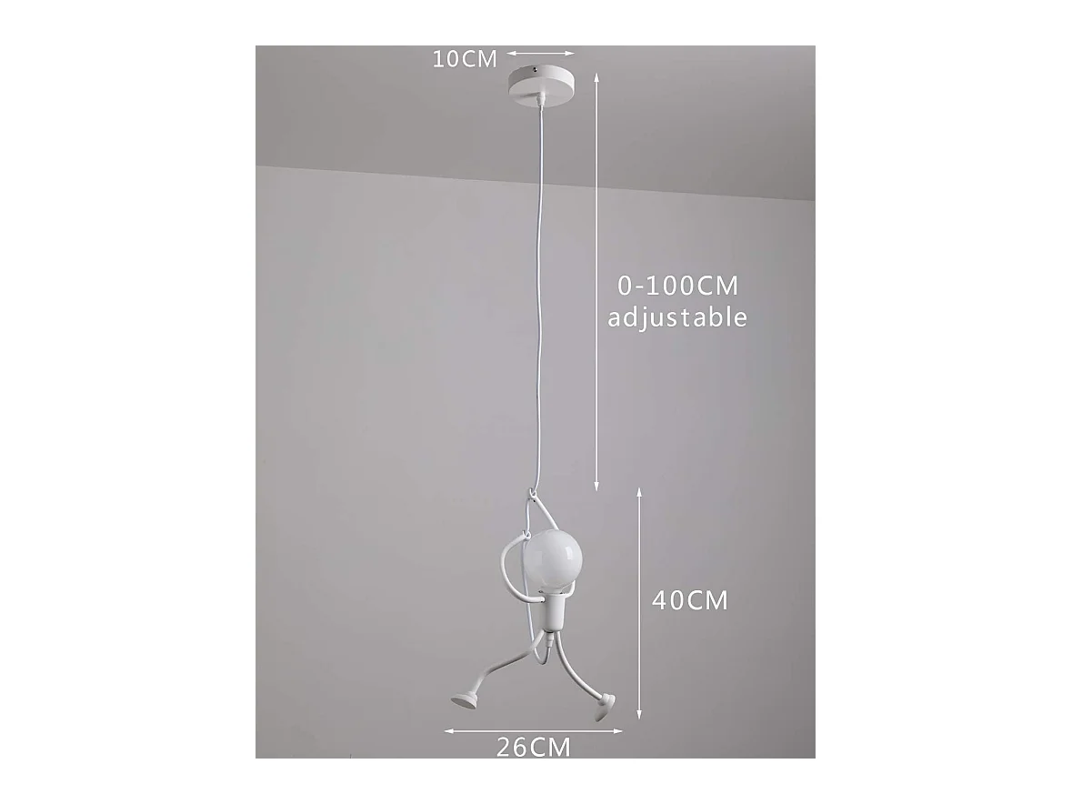 Lustre moderne en fer forgé Lustre rétro Plafonnier dessin animé Joli lustre en fer forgé E27 (1 pièce - blanc)