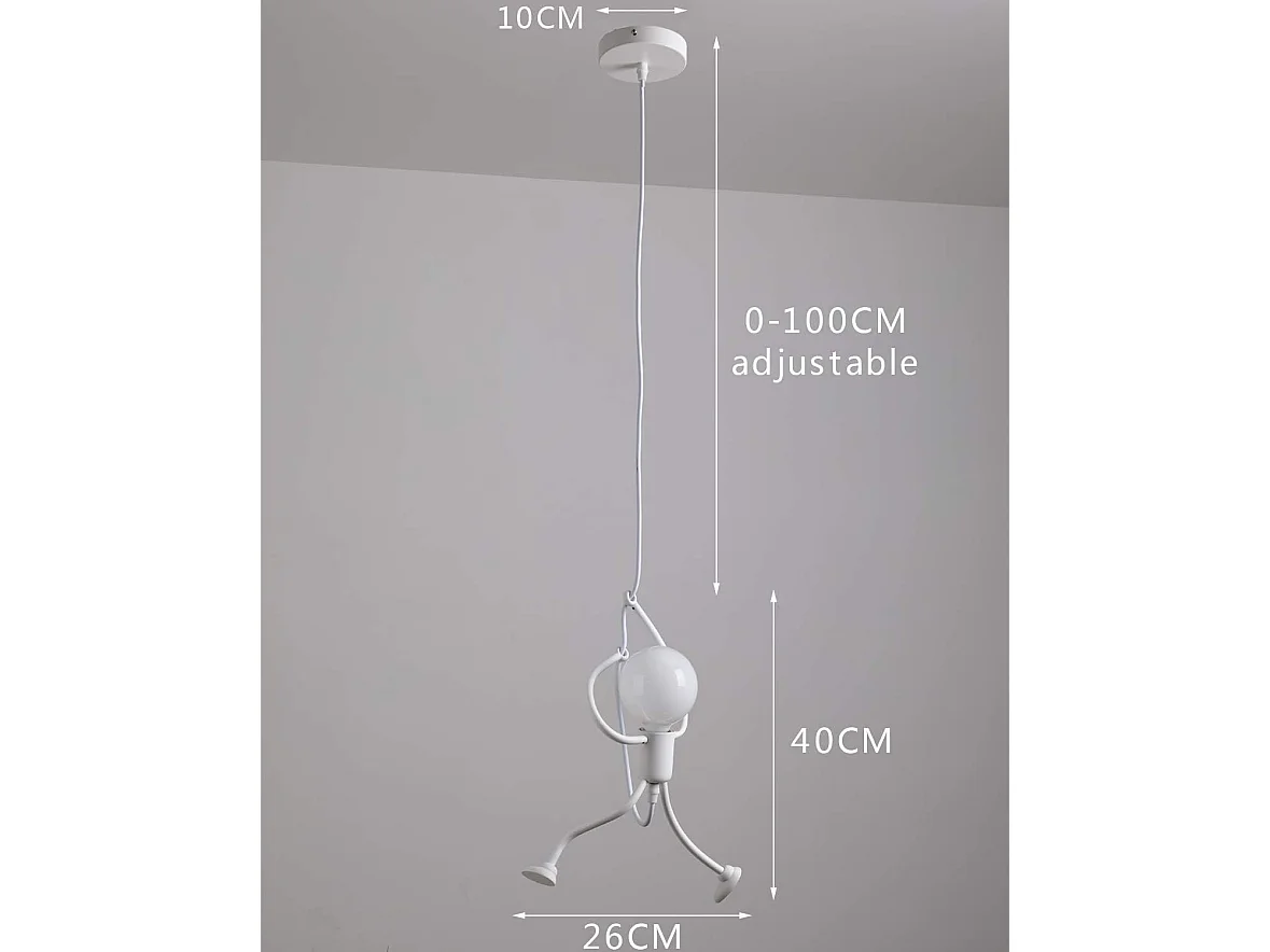 Lustre moderne en fer forgé Lustre rétro Plafonnier dessin animé Joli lustre en fer forgé E27 (1 pièce - blanc)